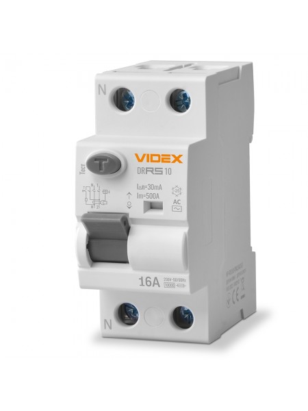 Диференційне реле VIDEX RESIST АС 2п 30мА 10кА 16А VF-RS10-DR2AC16 - 482714