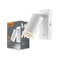 Світильник VIDEX під лампу GU10 SPF05E настінний з кнопкою білий VL-SPF05E-W - 482073