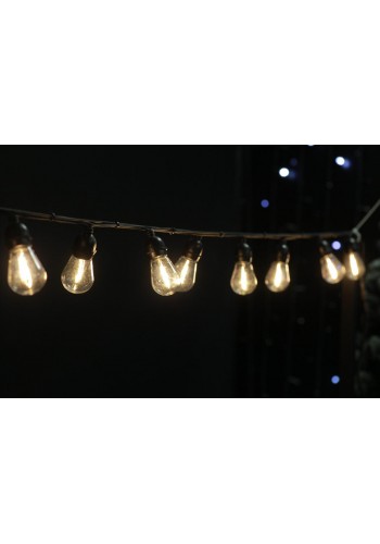 Уличная светодиодная ретро-гирлянда лампочки Lumion Filament Bulb String S14 4м 20 ламп цвет белый теплый