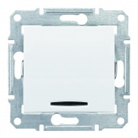 Одноклавишный переключатель с индикацией (красная) 10 A  Sedna SDN0401121 белый