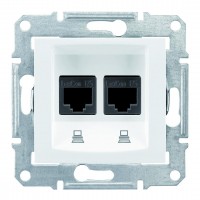 Комп'ютерна розетка подвійна RJ45, кат. 5e, неекр. UTP з пружинними затискачами Sedna SDN4400121 білий