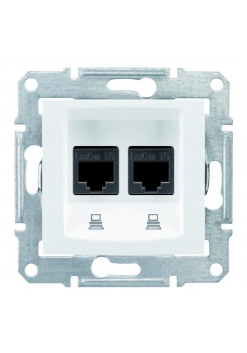 Компьютерная розетка двойная RJ45, кат. 5e, неэкр. UTP с пружинными зажимами Sedna SDN4400121 белый