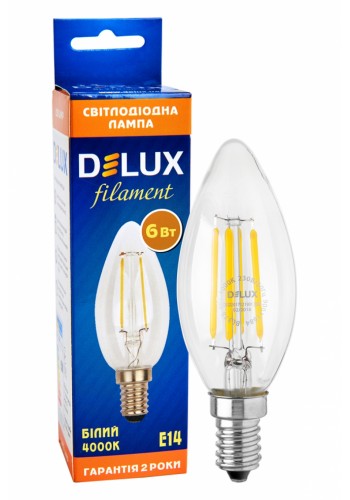 лед лампа DELUX BL37B 6 Вт 4000K 220В E14 filament - (90011684)