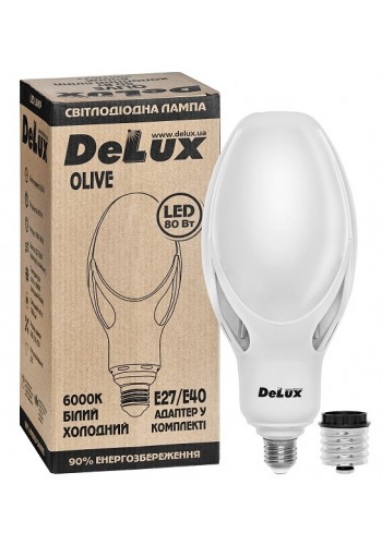 лампа Світлодіодна DELUX OLIVE 80w E27/Е40 6000K (адаптер у комплекті) заміна ртутно-вольфрамової лампи - (90011622)