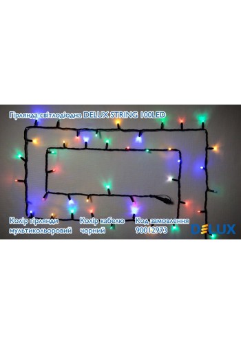 гирлянда внеш DELUX STRING 100LED 10m 20flash мульти/чор IP44 - (90012973)