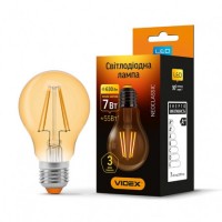 LED лампа VIDEX Fіlament A60FA 7W E27 2200K 220V бронза
