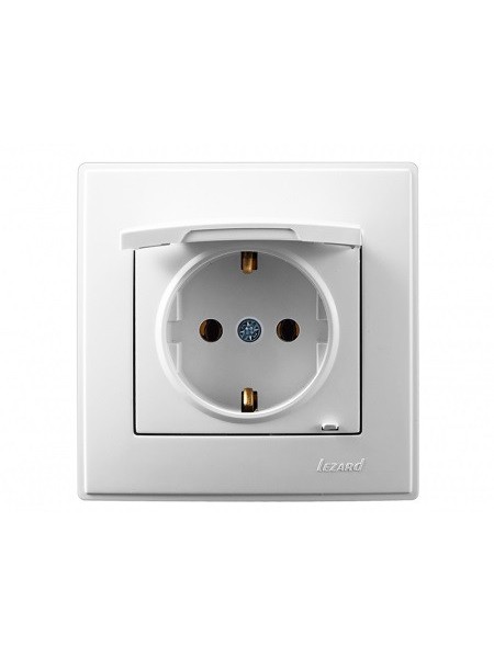 Розетка с/з с крышкой LEZARD LESYA 705-0202-123 белый с белой вставкой