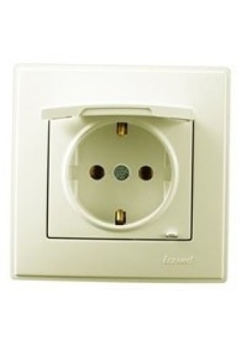 Розетка с/з с крышкой LEZARD LESYA 705-0303-123 кремовый с кремовой вставкой