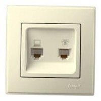 Розетка компьютер+телефон LEZARD LESYA 705-0303-143 кремовый  с кремовой вставкой
