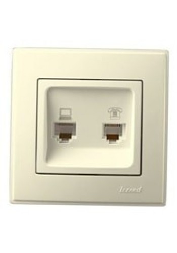 Розетка компьютер+телефон LEZARD LESYA 705-0303-143 кремовый с кремовой вставкой