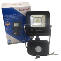 Лед Прожектор з датчиком руху 10Вт, Ал-вий корпус IP65 6500K 800Lm PAL6510S LEZARD