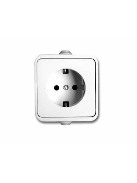 розетка NEPTUN 2228 одинарная с заземлениям белая (IP44) - (10008407)