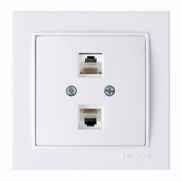 Розетка Nilson Thor біла ком. CAT5e RJ45 2на - (27111046)