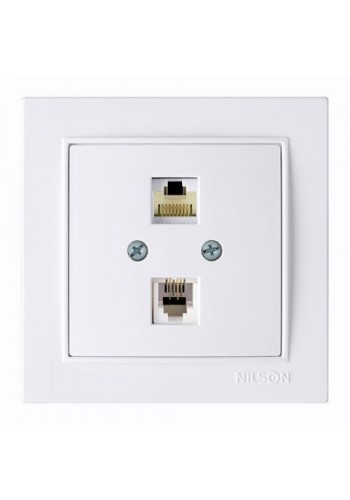 Розетка Nilson Thor белая ком.тел. CAT5e-Cat3e - (27111048)