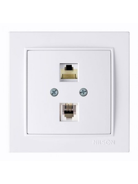 Розетка Nilson Thor белая ком.тел. CAT5e-Cat3e - (27111048) Розетка Nilson Thor белая ком.тел. CAT5e-Cat3e - (27111048)