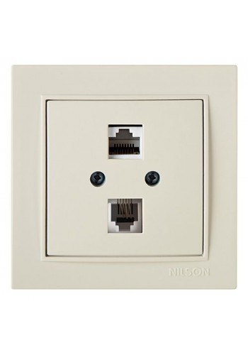 Розетка Nilson Thor крем ком.тел. CAT5e-Cat3e - (27121048)