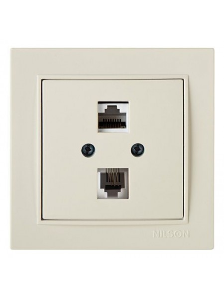 Розетка Nilson Thor крем ком.тел. CAT5e-Cat3e - (27121048) Розетка Nilson Thor крем ком.тел. CAT5e-Cat3e - (27121048)