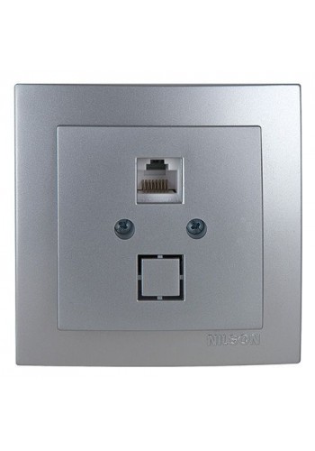 Розетка Nilson Touran серебро ком. CAT5e RJ45 - (24131044)