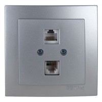 Розетка Nilson Touran серебро ком.тел. CAT5e-CAT3e - (24131048)