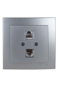Розетка Nilson Touran срібло ком.тел. CAT5e-CAT3e - (24131048)