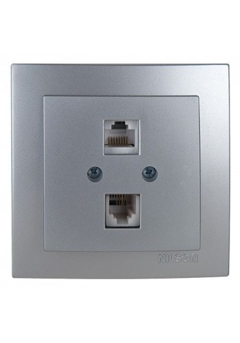 Розетка Nilson Touran срібло ком.тел. CAT5e-CAT3e - (24131048)