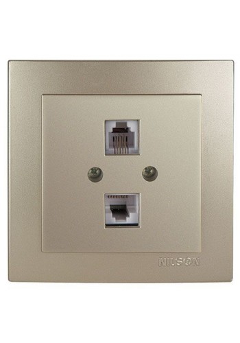 Розетка Nilson Touran золото ком.тел. CAT5e-Cat3e - (24151048)