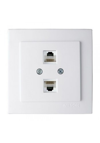 Розетка Nilson Touran біла ком. CAT5e RJ45 2на - (24111046)