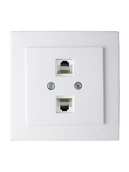 Розетка Nilson Touran белая ком. CAT5e RJ45 2на - (24111046) Розетка Nilson Touran белая ком. CAT5e RJ45 2на - (24111046)