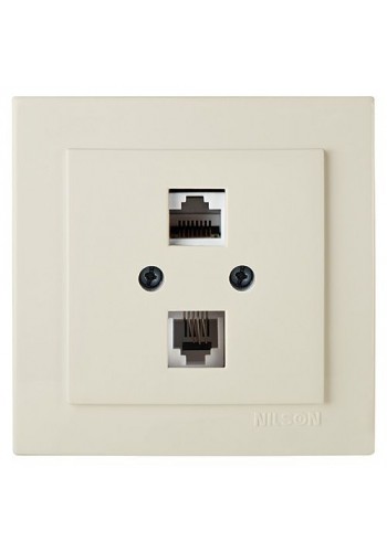 Розетка Nilson Touran крем ком.тел. CAT5e-Cat3e - (24121048)