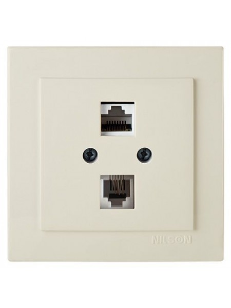 Розетка Nilson Touran крем ком.тел. CAT5e-Cat3e - (24121048) Розетка Nilson Touran крем ком.тел. CAT5e-Cat3e - (24121048)