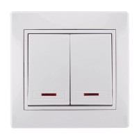 Выключатель двойной с подсветкой Mira 701-0202-112 LEZARD белый