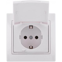 Розетка с/з с крышкой  Mira 701-0202-123В LEZARD белый