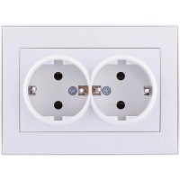 Розетка двойная с/з  Mira 701-0202-127В LEZARD белый