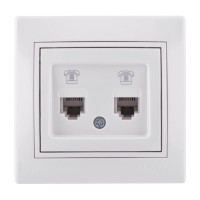 Розетка телефонная двойная евро Mira 701-0202-138 LEZARD белый