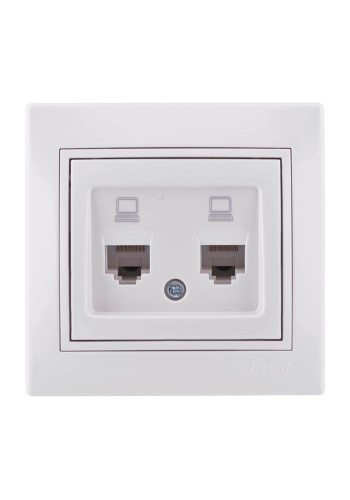 Розетка компьютерная двойная Mira 701-0202-141 LEZARD белый