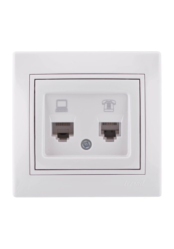Розетка компьютер+телефон Mira 701-0202-143 LEZARD белый