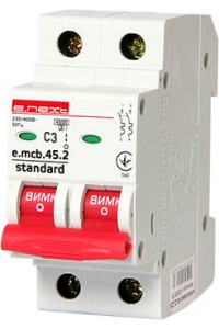 Модульный автоматический выключатель e.mcb.stand.45.2.C3, 2р, 3А, C, 4,5 кА (s002042)