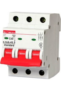 Модульный автоматический выключатель e.mcb.stand.45.3.C40, 3р, 40А, C, 4,5 кА (s002035)