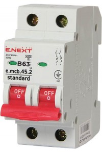 Модульный автоматический выключатель e.mcb.stand.45.2.B63, 2р, 63А, В, 4,5 кА (s001023)