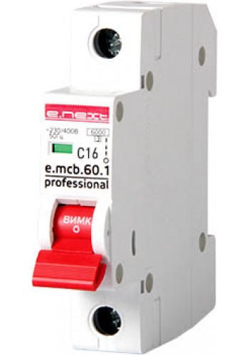 Модульный автоматический выключатель e.mcb.pro.60.1.C16 new, 1р, 16А, C, 6кА new (p042008)