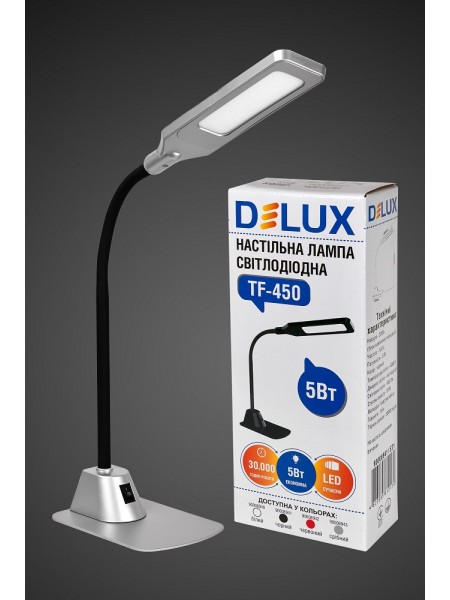 настільний світильник DELUX TF-450 5 Вт 4000K LED срібла. - (90008943)