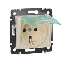 Механізм розетки 2К + З зі шторками IP 44 Слонова кістка 774120 Legrand Valena