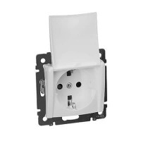 Механізм розетки 2К + З, 16А, німецький ст. з кришкою Білий 774422 Legrand Valena