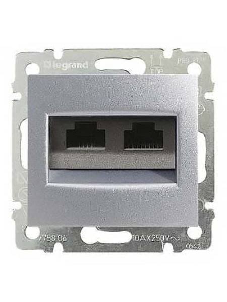 Механізм розетки комп'ютерної RJ45 кат, 5 UTP 2-ва Алюміній 770231 Legrand Valena Механізм розетки комп'ютерної RJ45 кат, 5 UTP 2-ва Алюміній 770231 Legrand Valena