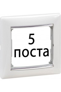 Рамки 5 пост Білий / срібний штрих 770495 Legrand Valena