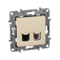 Розетка комп'ютерна cat5e UTP + телефонна RJ11 + RJ45 кат. 5е UTP Слонова кістка 672 352 Legrand Etika
