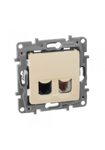 Розетка комп'ютерна cat5e UTP + телефонна RJ11 + RJ45 кат. 5е UTP Слонова кістка 672 352 Legrand Etika