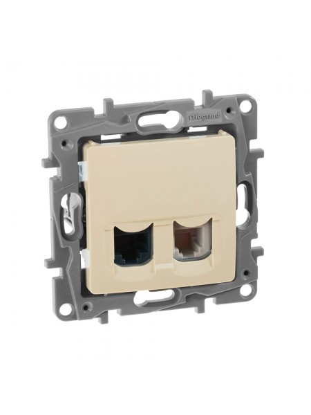 Розетка комп'ютерна cat5e UTP + телефонна RJ11 + RJ45 кат. 5е UTP Слонова кістка 672 352 Legrand Etika Розетка комп'ютерна cat5e UTP + телефонна RJ11 + RJ45 кат. 5е UTP Слонова кістка 672 352 Legrand Etika