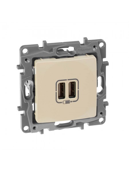 Розетка для зарядки 2хUSB Слонова кістка 672394 Legrand Etika Розетка для зарядки 2хUSB Слонова кістка 672394 Legrand Etika