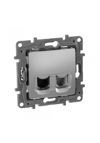 Розетка RJ11 + RJ45 кат. 5е UTP АЛЮМИНИЙ 672 452 Legrand Etika